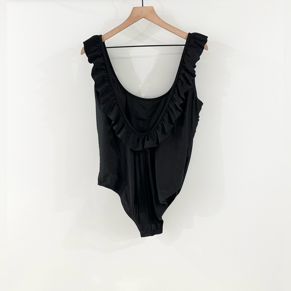 Sugar Coast By Lolli Swim Scoop Back Ruffle One Piece Bathing Suit Black Size XL - Picture 5 of 6
